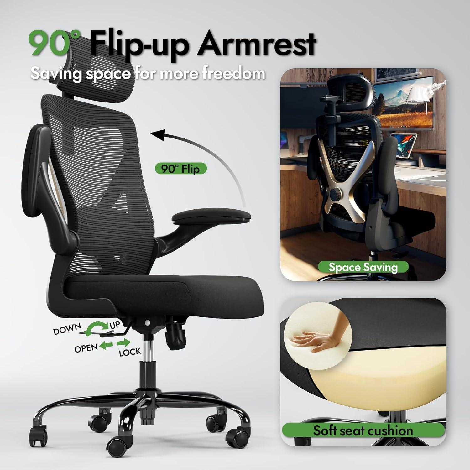 Ergonomischer Bürostuhl mit Lendenwirbelstütze und Kopfstütze