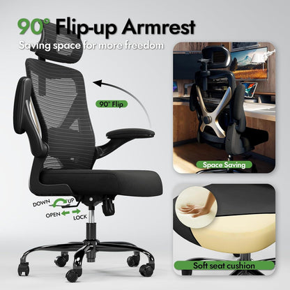 Ergonomischer Bürostuhl mit Lendenwirbelstütze und Kopfstütze