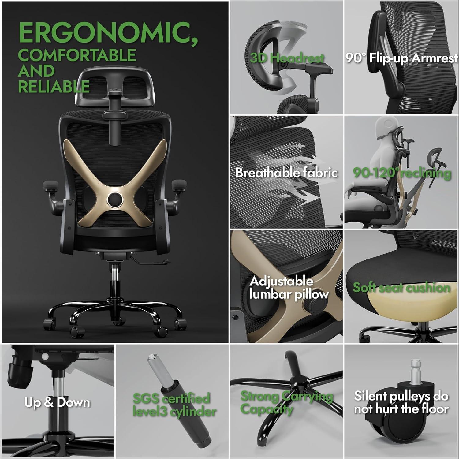 Ergonomischer Bürostuhl mit Lendenwirbelstütze und