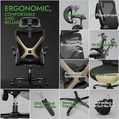 Ergonomischer Bürostuhl mit Lendenwirbelstütze und