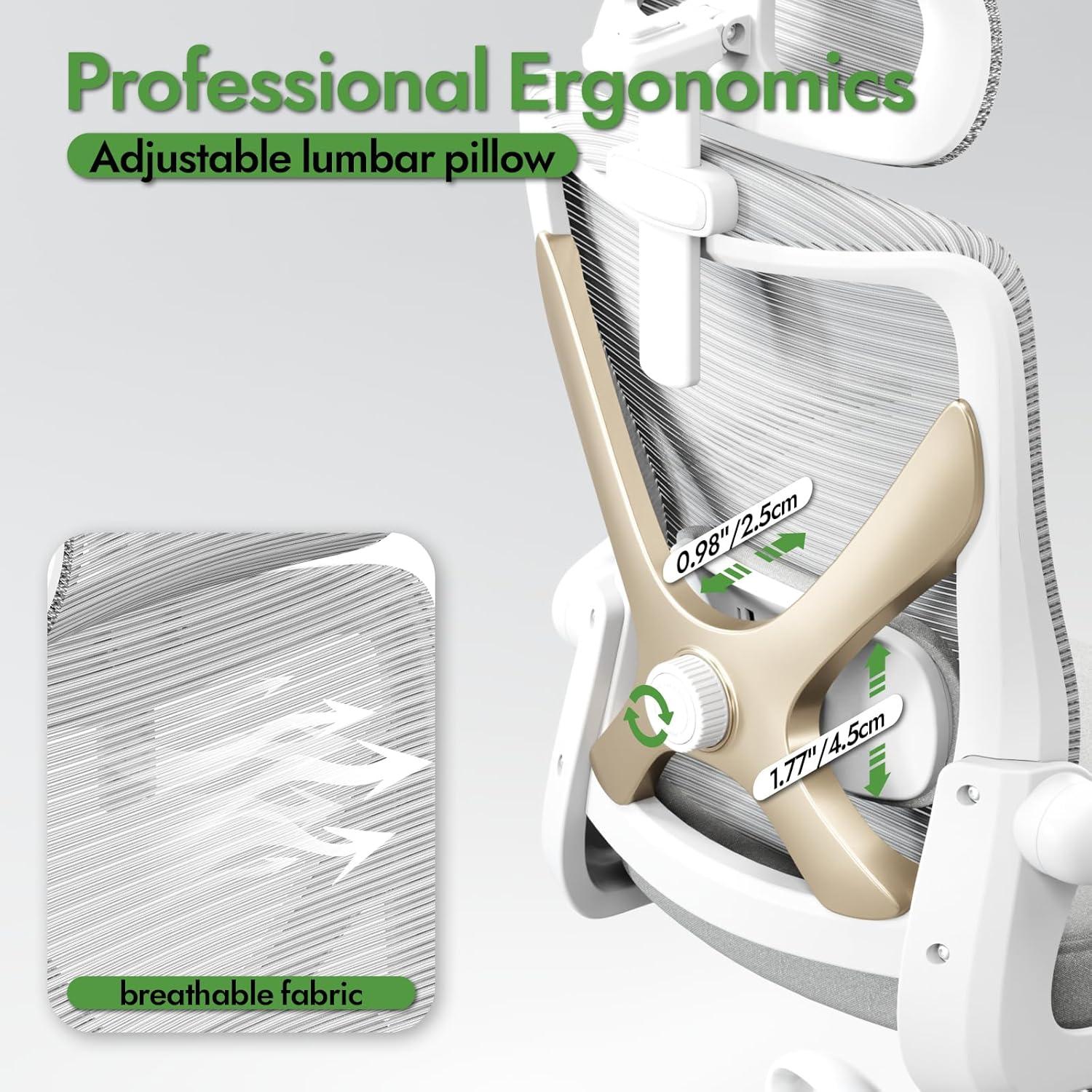 Ergonomischer Bürostuhl mit Lendenwirbelstütze und Kopfstütze