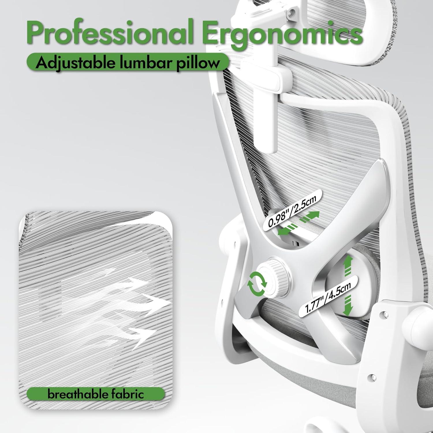 Ergonomischer Bürostuhl mit Lendenwirbelstütze und Kopfstütze