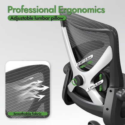 Ergonomischer Bürostuhl mit Lendenwirbelstütze, Schwarz/Silber