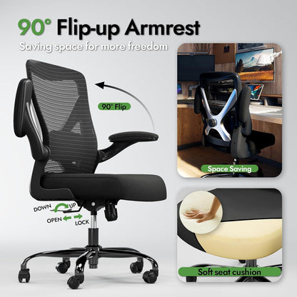 Ergonomischer Bürostuhl mit Lendenwirbelstütze und Mesh-Sitz für lange Stunden
