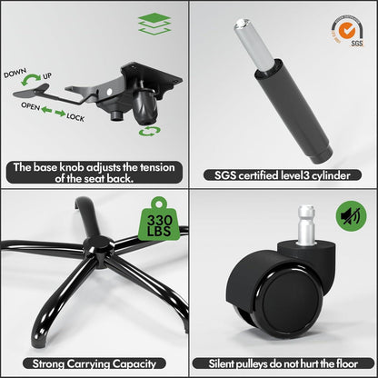 Ergonomischer Bürostuhl - X-förmig Gaming Schreibtischstuhl Schwarz Silber