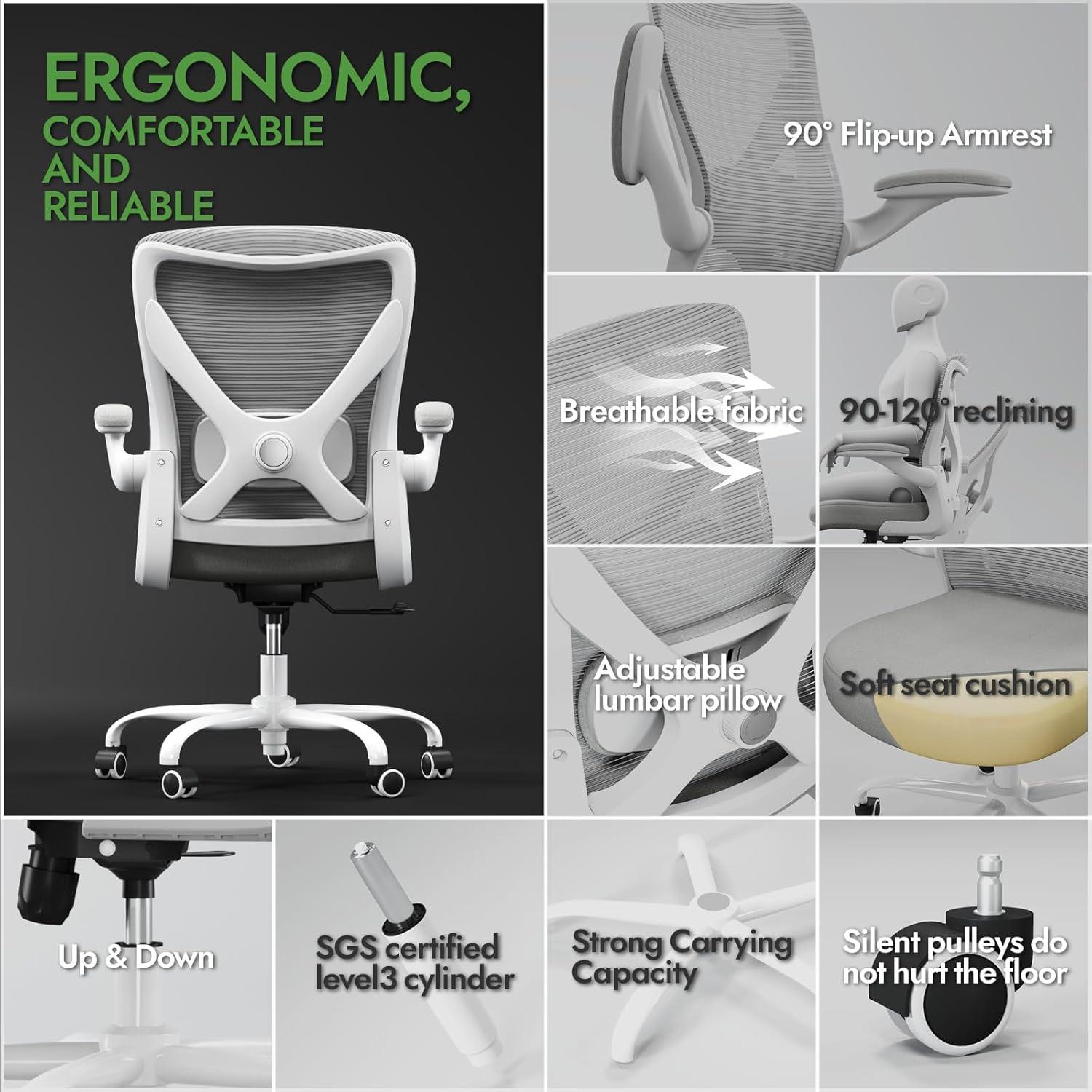 Ergonomischer Bürostuhl mit Lendenwirbelstütze und atmungsaktivem
