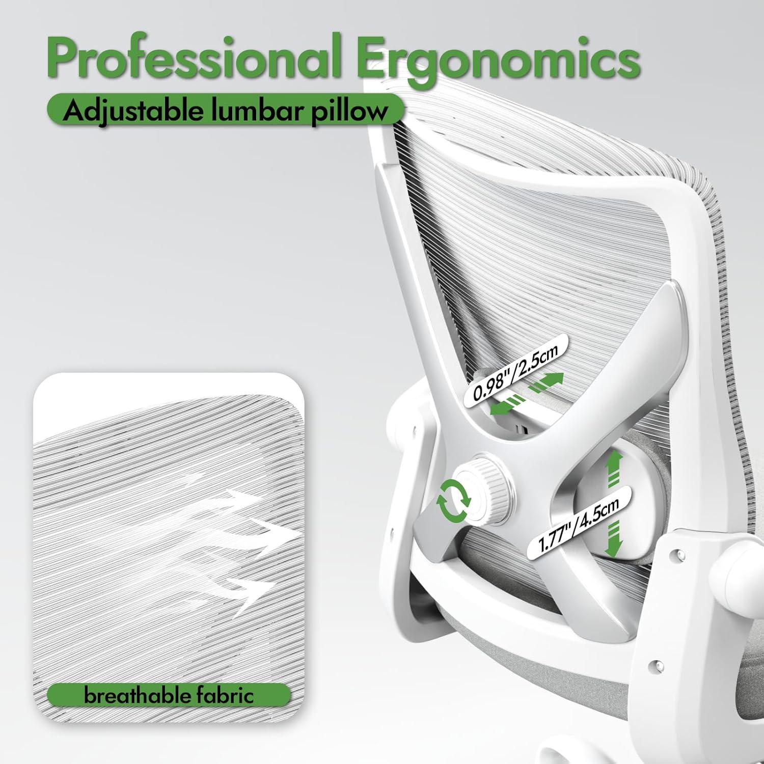 Ergonomischer Bürostuhl mit LendenwirbelstützeMesh-Stuhl für lange