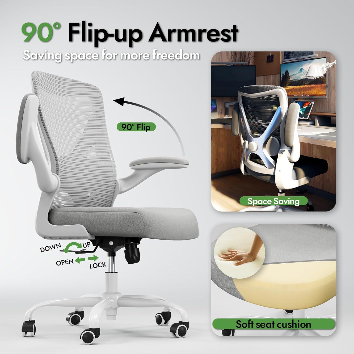 Ergonomischer Bürostuhl mit Lendenwirbelstütze und Mesh, Grau-Silber