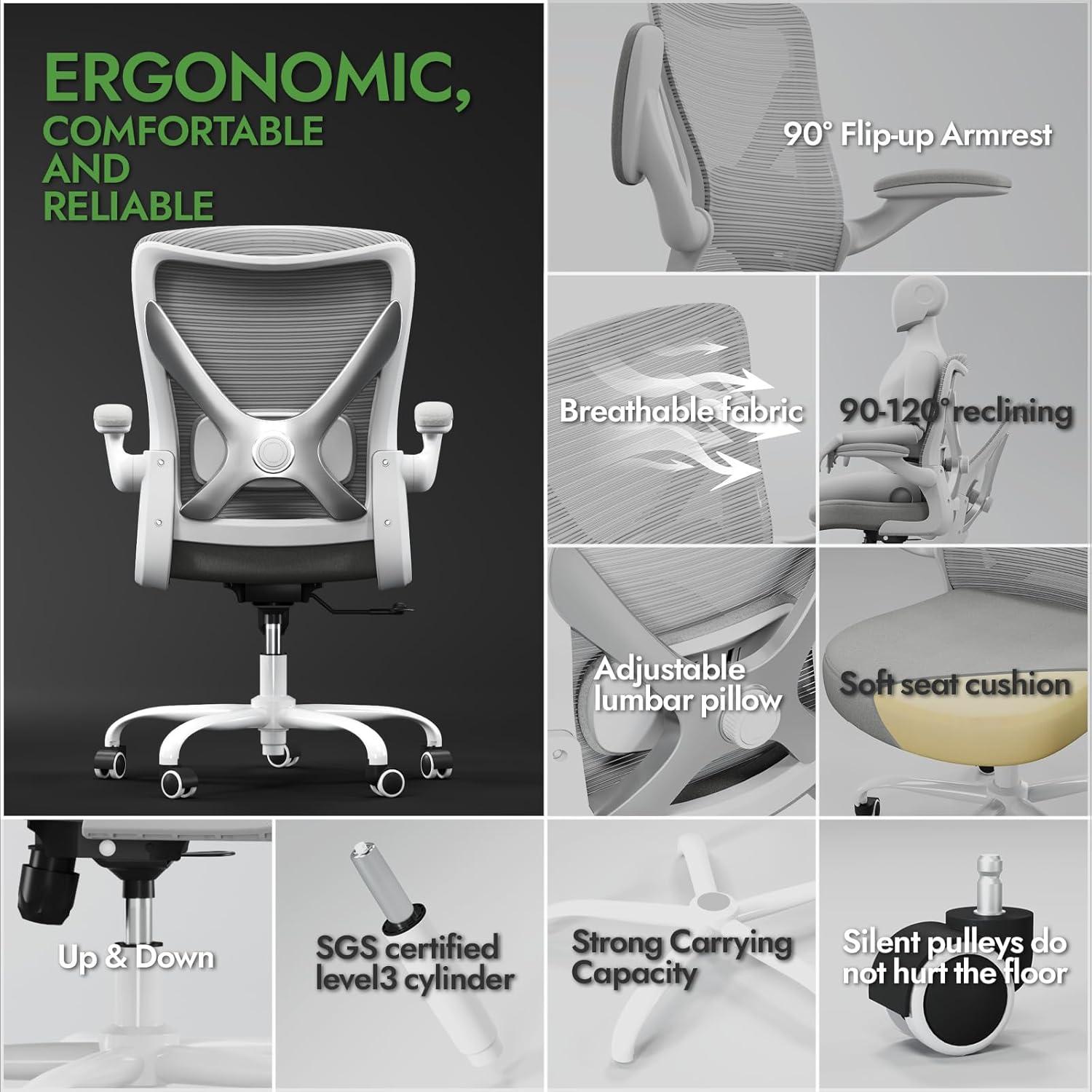 Ergonomischer Bürostuhl mit Lendenwirbelstütze und atmungsaktivem