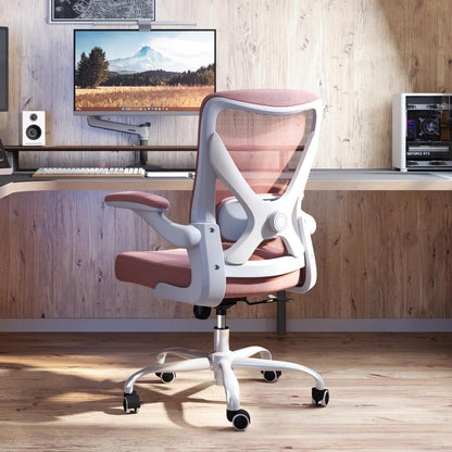 Ergonomischer Bürostuhl mit Lendenwirbelstütze Mesh Rosa