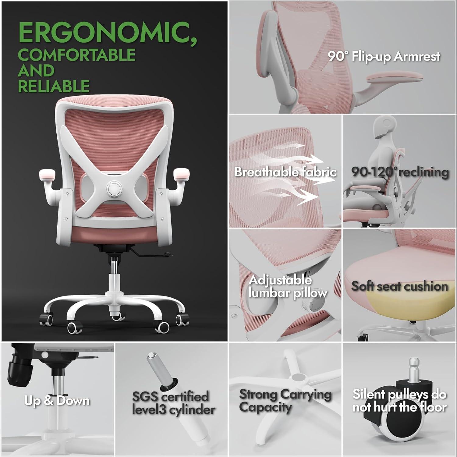 Ergonomischer Bürostuhl mit Lendenwirbelstütze und atmungsaktivem