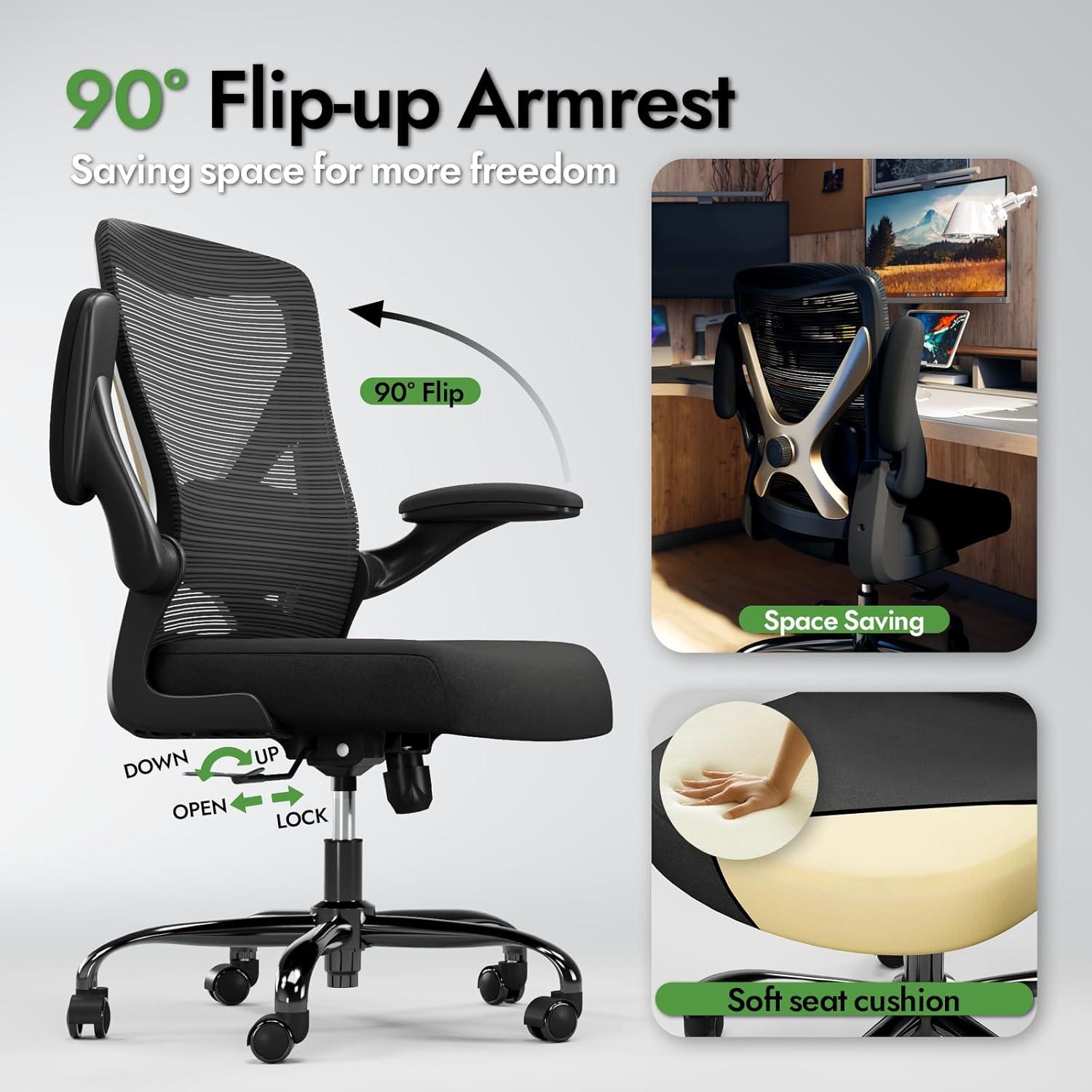 Ergonomischer Bürostuhl mit Lendenwirbelstütze, Gaming-Stuhl für lange Stunden - Schwarzes Gold
