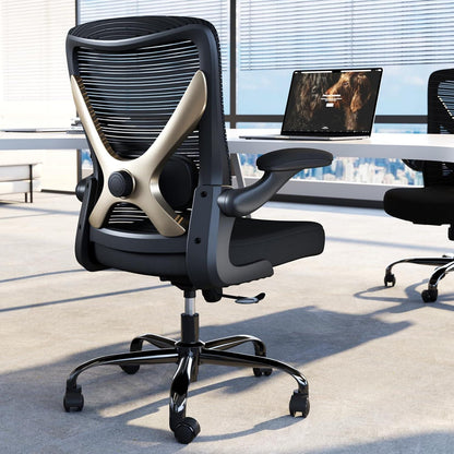 Ergonomischer Bürostuhl mit Lendenwirbelstütze, Gaming-Stuhl für lange Stunden - Schwarzes Gold