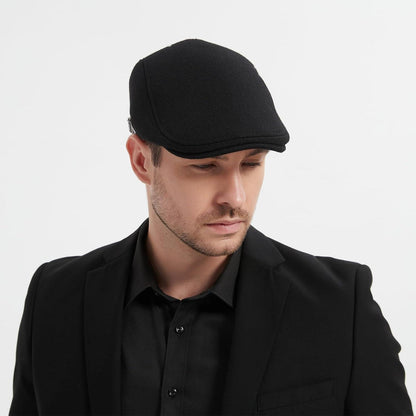 Schiebermütze Herren Flatcap Schwarz – Bequeme Baskenmütze