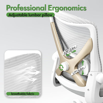 Ergonomischer Bürostuhl mit Lendenwirbelstütze, Mesh, Grau