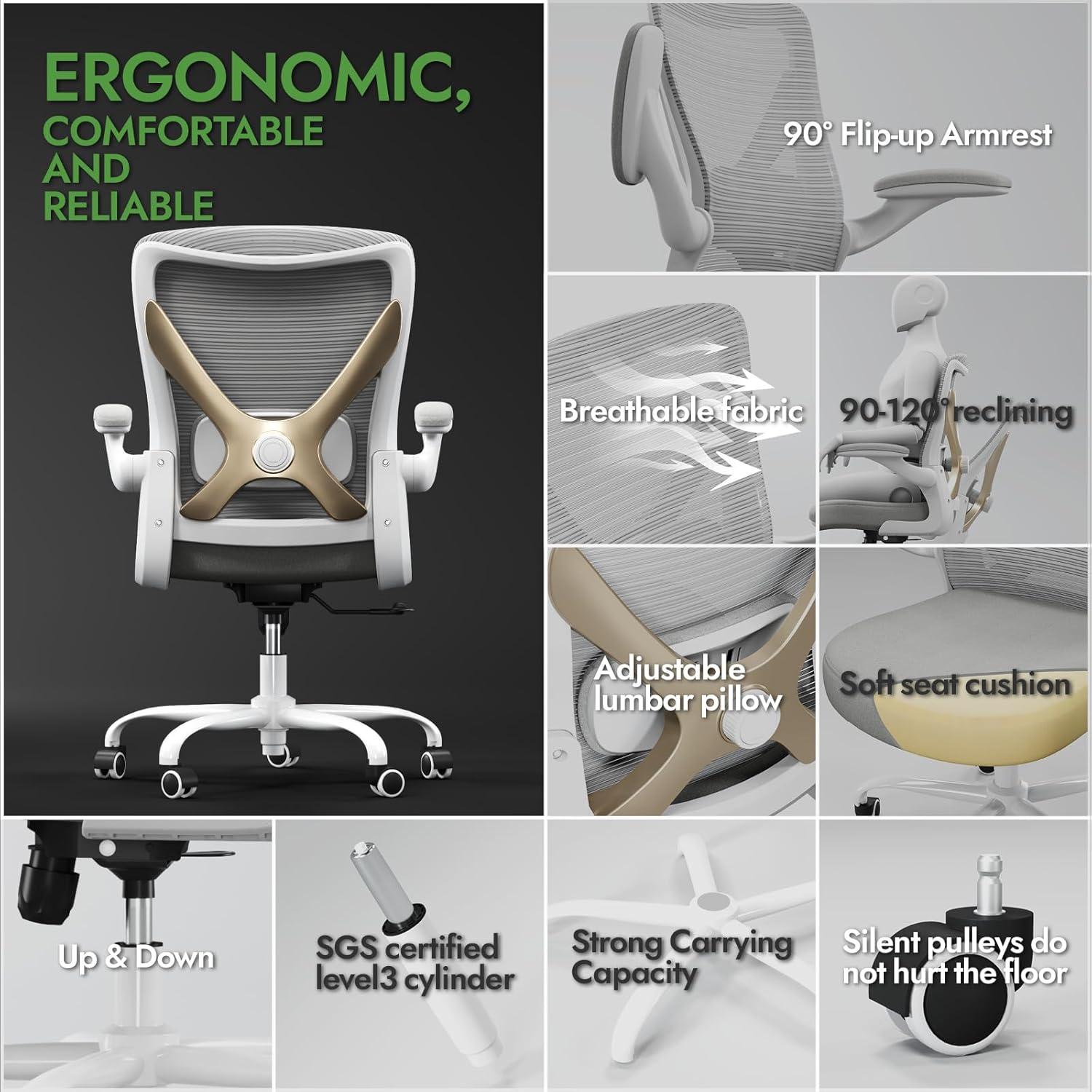 Ergonomischer Bürostuhl mit Lendenwirbelstütze für Lange Stunden