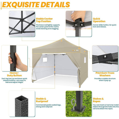 Faltpavillon 3x3 mit Seitenwänden, wasserdicht und