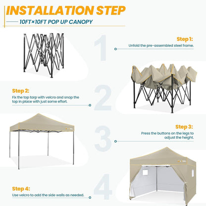 Faltpavillon 3x3 mit Seitenwänden, wasserdicht und