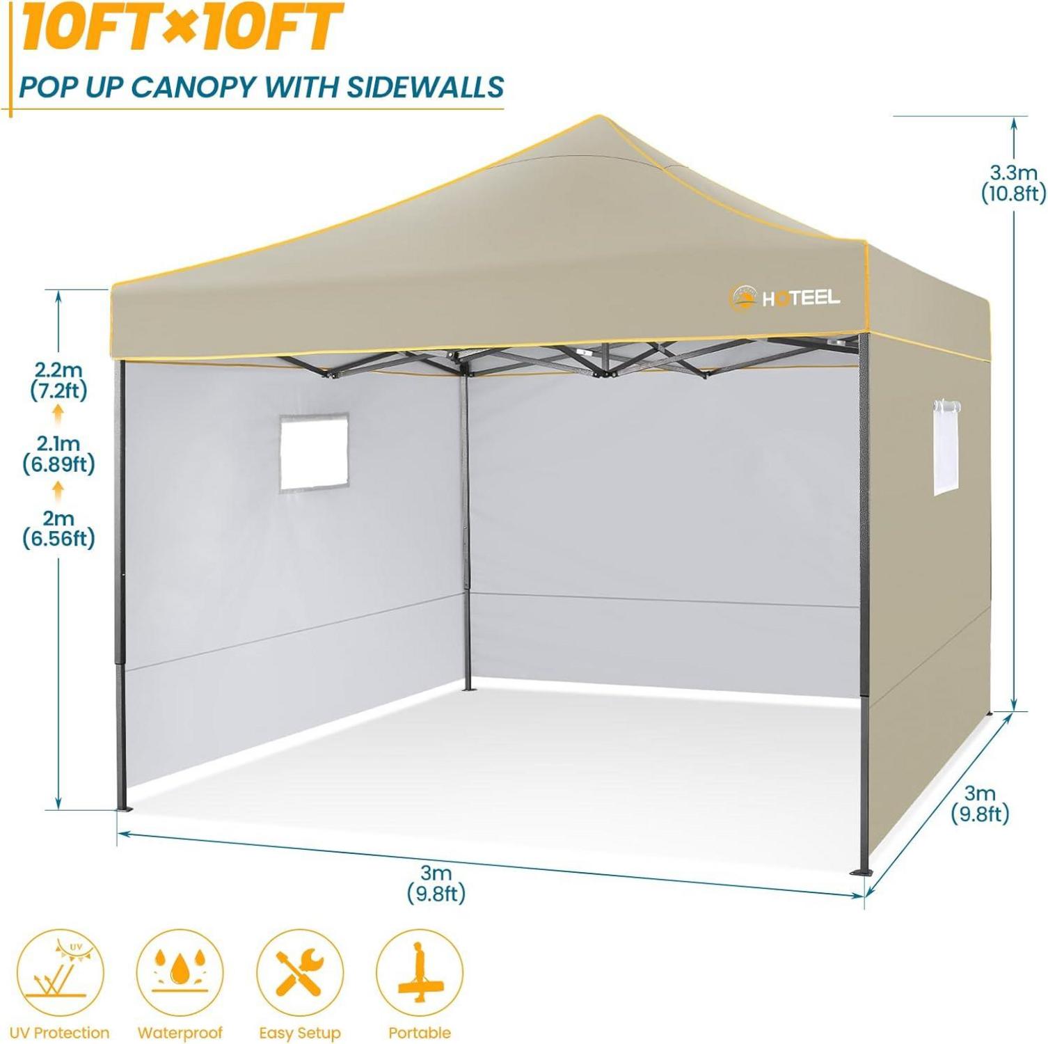 Faltpavillon 3x3 mit Seitenwänden, wasserdicht und