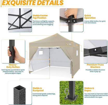 Faltpavillon Wasserdicht Stabil Winterfest 3x3 mit Seitenwänden UV