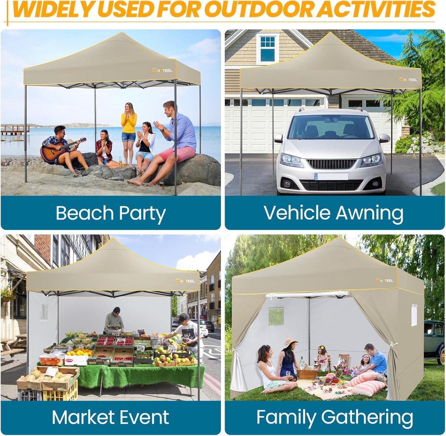 Pop-Up Pavillon 3x3m mit 4 Seitenwänden, Wasserdicht, Stabil, UV-Schutz