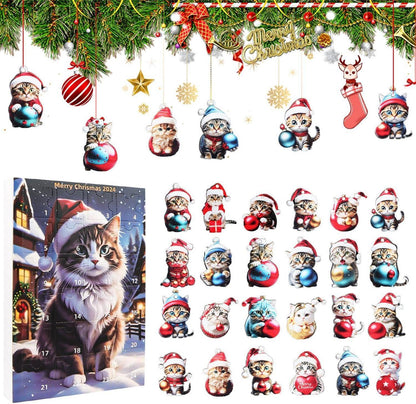 Weihnachtsbaum Katzen Anhänger Adventskalender 2024 Cartoon-Stil Acryl