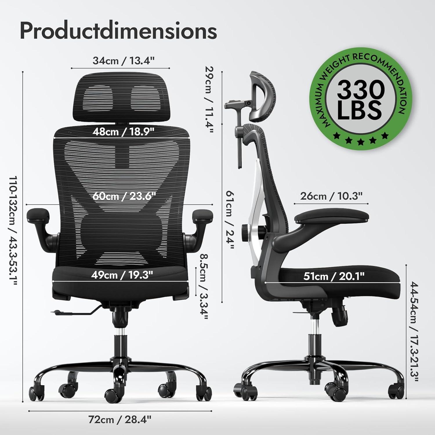 Ergonomischer Bürostuhl mit Lendenwirbelstütze, Netz und