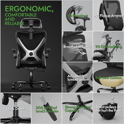 Ergonomischer X-förmiger Bürostuhl Schwarz Silber Lendenwirbelstütze Mesh