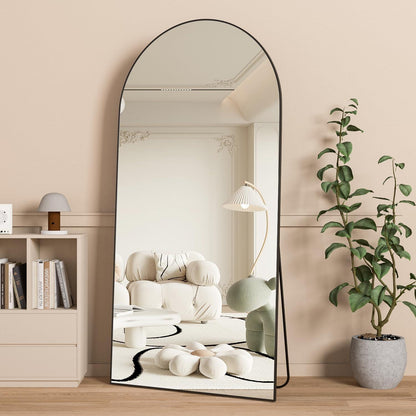 Gewölbter Ganzkörper Spiegel 180x80cm – Stehend, Hängend, Schwarz