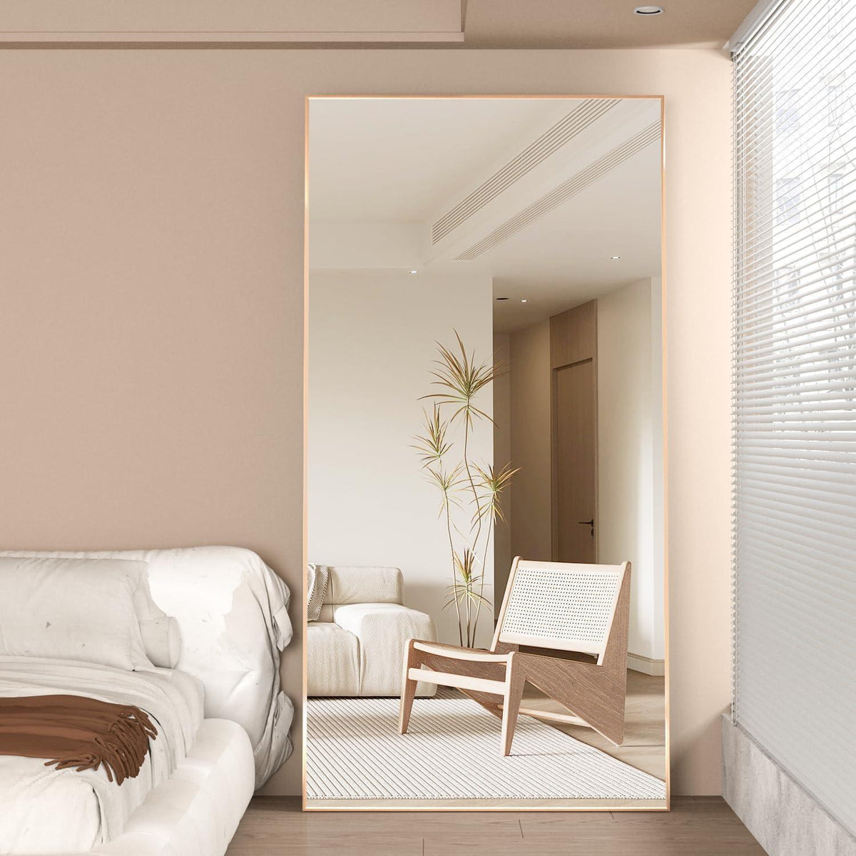 Ganzkörperspiegel 180x80cm mit Ständer – Großer Standspiegel Gold