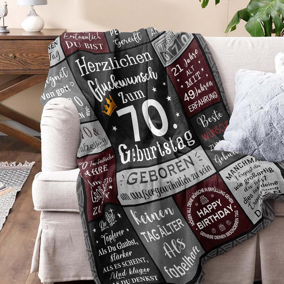 70. Geburtstag Decke für Männer – Kuscheliges Geschenk 150x130cm