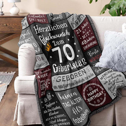 70. Geburtstag Decke für Männer – Kuscheliges Geschenk 150x130cm