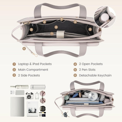 Laptoptasche 15,6 Zoll Handtasche PU Leder Groß multifunktional