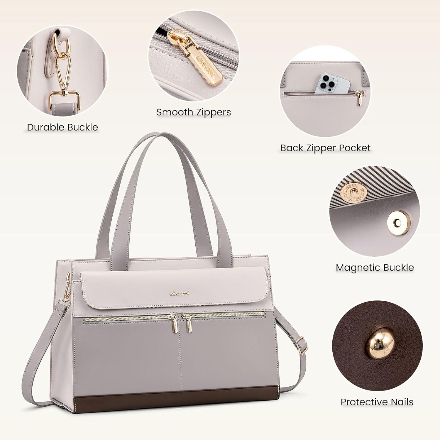 LOVEVOOK Laptoptasche 15,6 Zoll Damen Handtasche PU Leder Büro Arbeit Uni