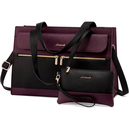 Laptoptasche Damen 15,6 Zoll Elegant mit Clutch Violett