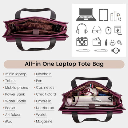 Laptoptasche Damen 15,6 Zoll Elegant mit Clutch Violett