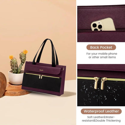 Laptoptasche Damen 15,6 Zoll Elegant mit Clutch Violett