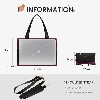 Laptoptasche Damen 15,6 Zoll Elegant mit Clutch Violett