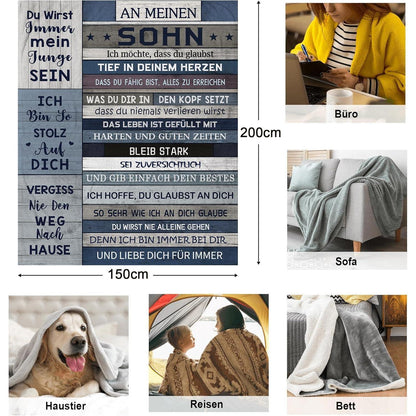 Flaneldecke für Sohn – Geschenk zum 18. Geburtstag, Abschluss, Mutmacher