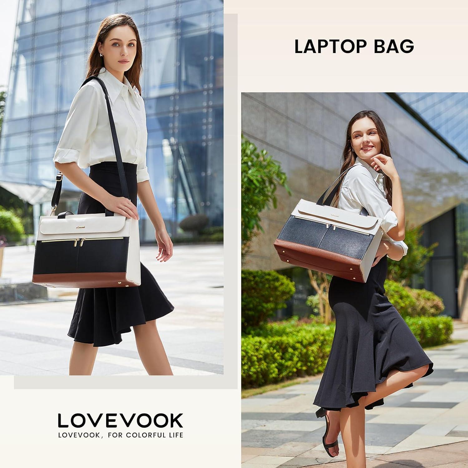 LOVEVOOK Laptoptasche 15,6 Zoll Damen PU Leder Handtasche