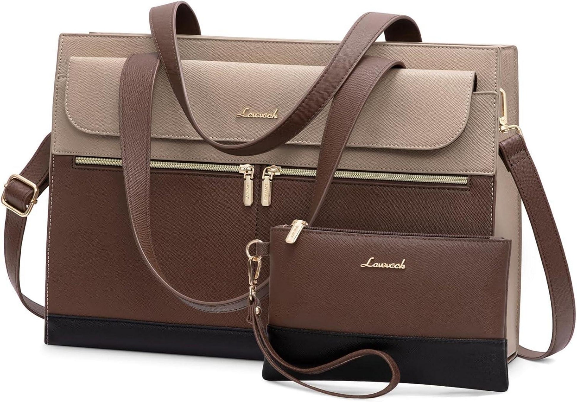 Laptop Handtasche Damen 15,6 Zoll PU Leder Crossbody Tote Bag