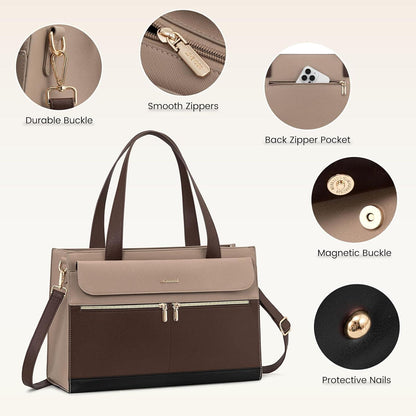 LOVEVOOK Laptop Handtasche Damen 15,6 Zoll PU Leder Groß Business 2in1 Tasche