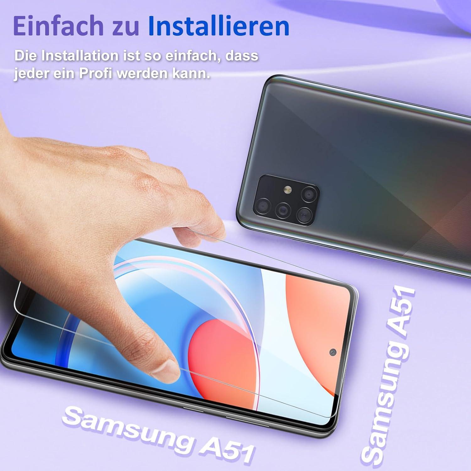 Panzer Glas Samsung Galaxy A51 Displayfolie 2er Set 9H Härte
