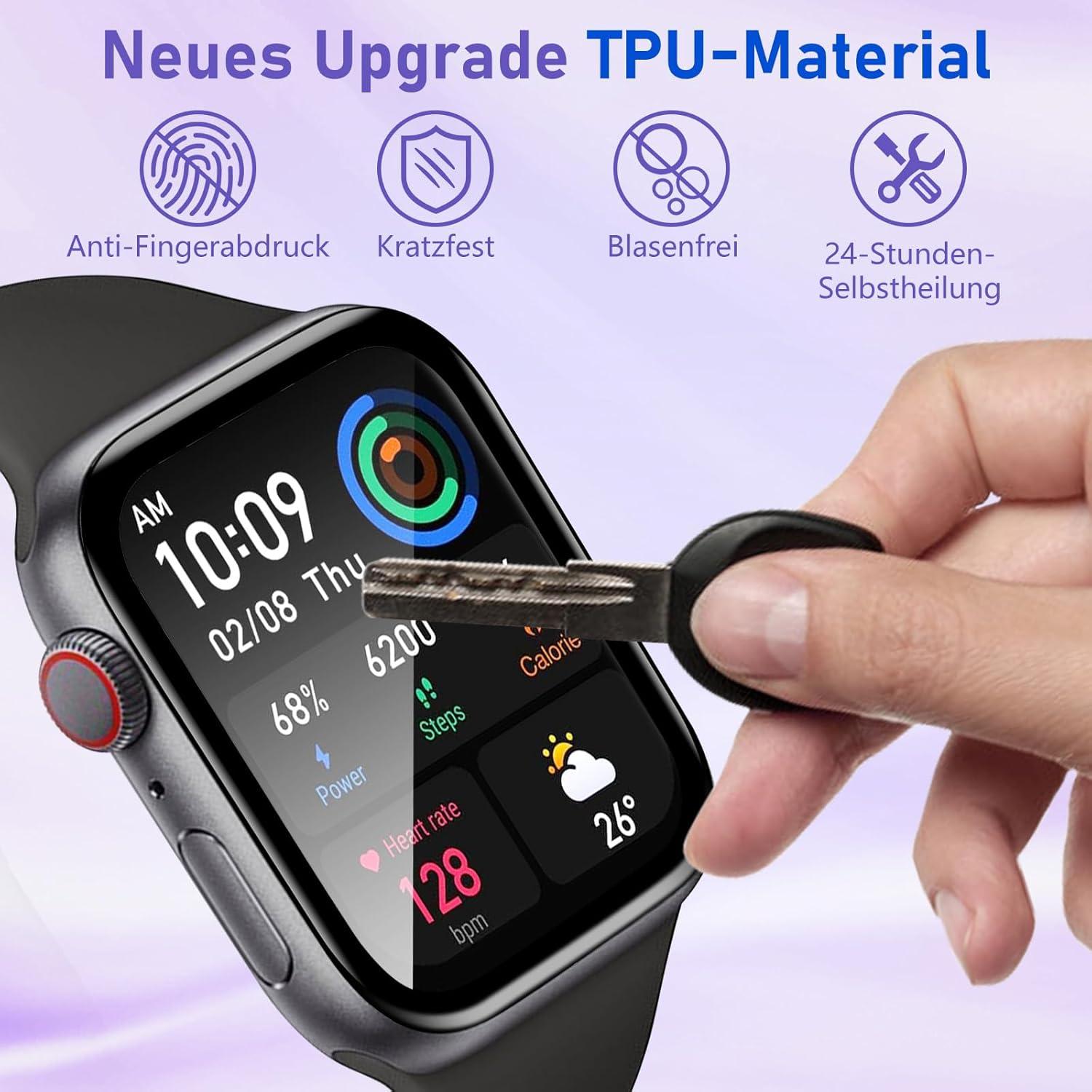 4 Stück iWatch Series 44mm Panzerglas Displayschutz Ultradünn Sensitiv