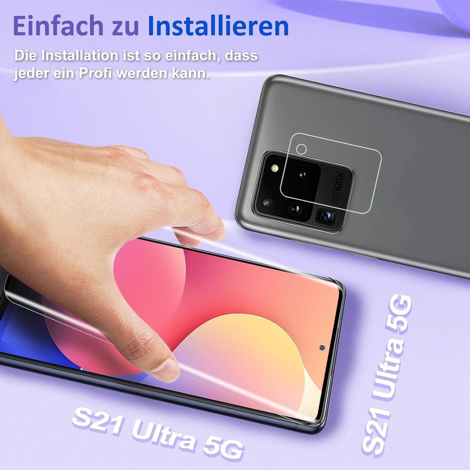 Schutzfolie Samsung Galaxy S21 Ultra 5G Panzerglas Set 4 Stück