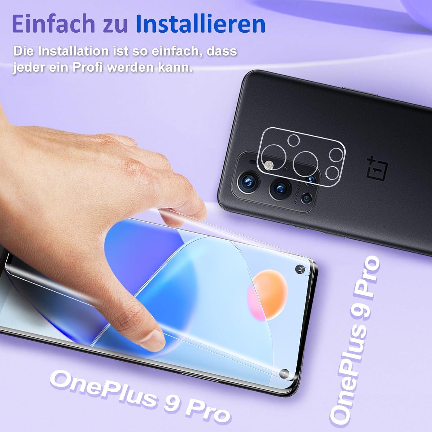 2+2 Stück Panzerglas OnePlus 9 Pro Schutzfolie 9H Härte Kameraschutz