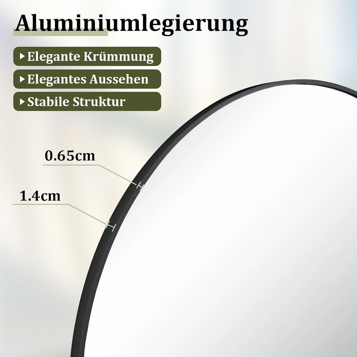 Großer Ganzkörperspiegel 180x67cm | Bogenförmig, Stehend & Hängend