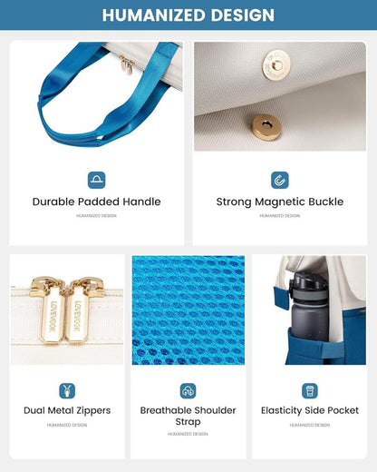 Eleganter Damen Laptoprucksack Blau USB 15,6 Zoll Arbeitsrucksack