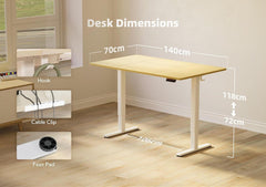 Höhenverstellbarer Schreibtisch Elektrisch 140x70cm Beige