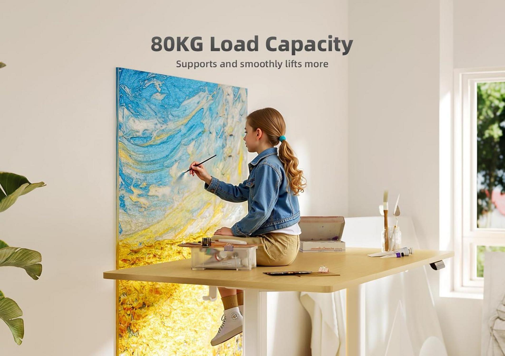 Höhenverstellbarer Schreibtisch Kabelmanagement 140×70cm Beige
